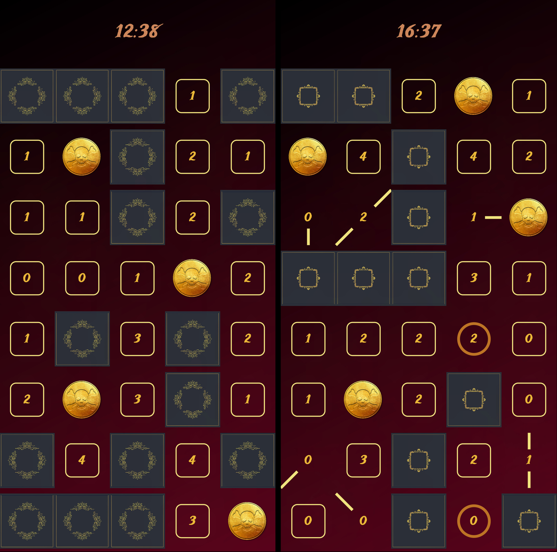 Example Puzzle which can be played in the Find the gold fast! Mind Game app